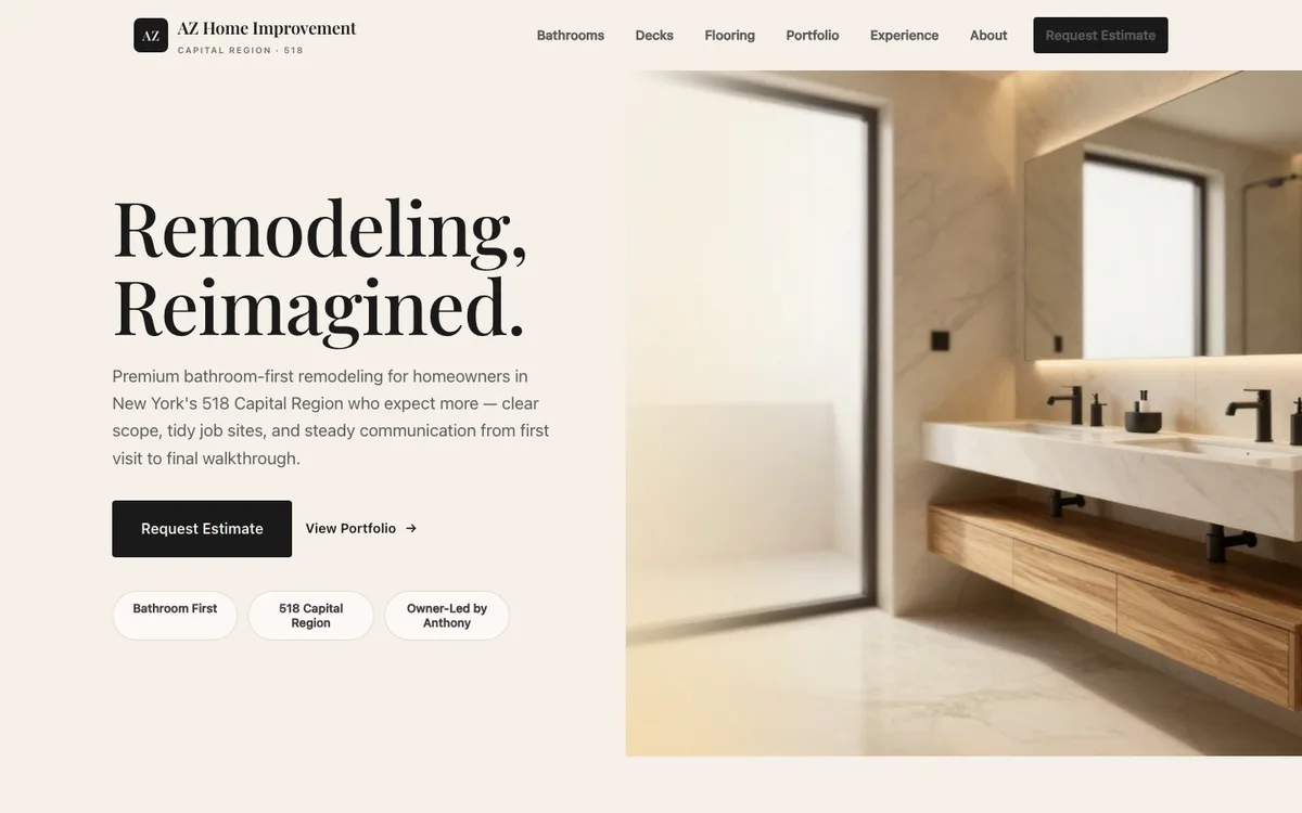 AZ Home Improvement remodeling website