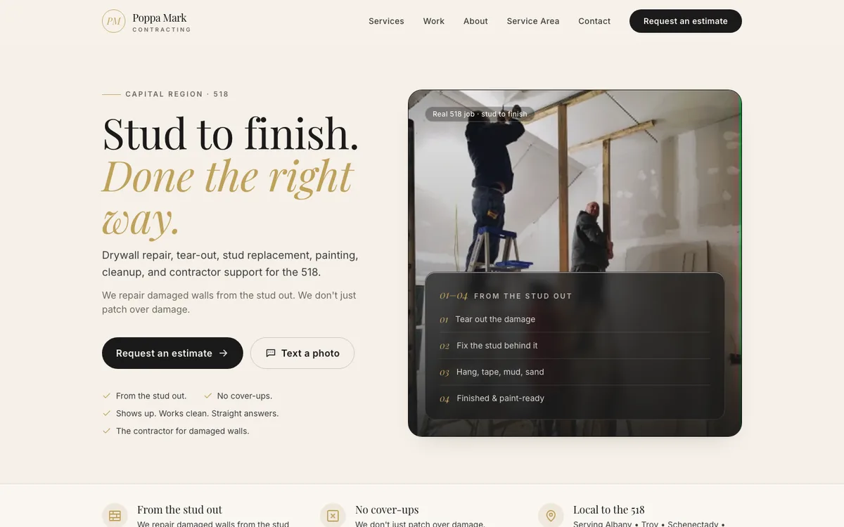 Poppa Mark Contracting website